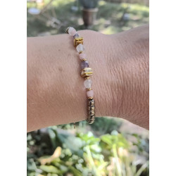 Bracelet élégance – améthyste opale rose & Cristal de roche