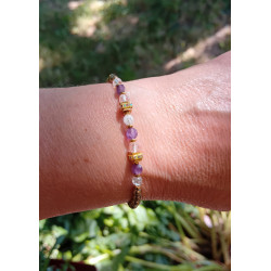 Bracelet élégance – améthyste & Cristal de roche
