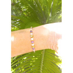 Bracelet élégance – améthyste & Cristal de roche