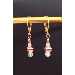 Boucles d'oreilles élégance Rubis strass rouge