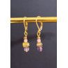 Boucles d'oreilles élégance améthyste & opale rose