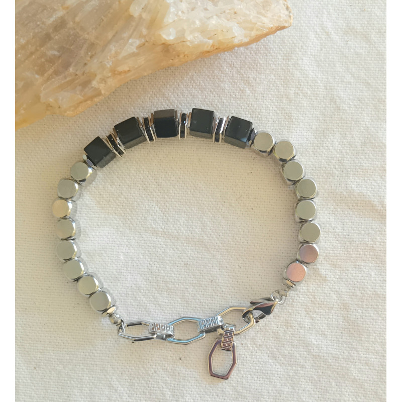 Bracelet onyx strass noirs