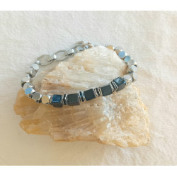 Bracelet onyx strass noirs