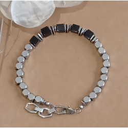 Bracelet onyx acier...