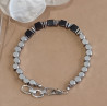 Bracelet onyx acier inoxydable strass noirs
