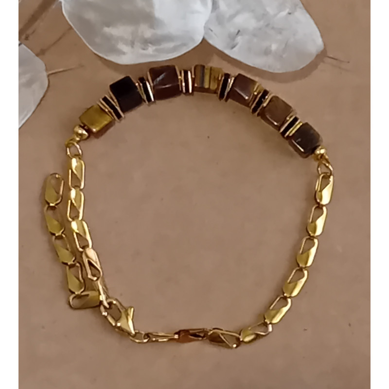 Bracelet œil du tigre strass noirs