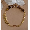 Bracelet œil du tigre strass noirs